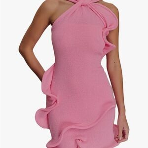 Elegant Pink Ruffle Dress